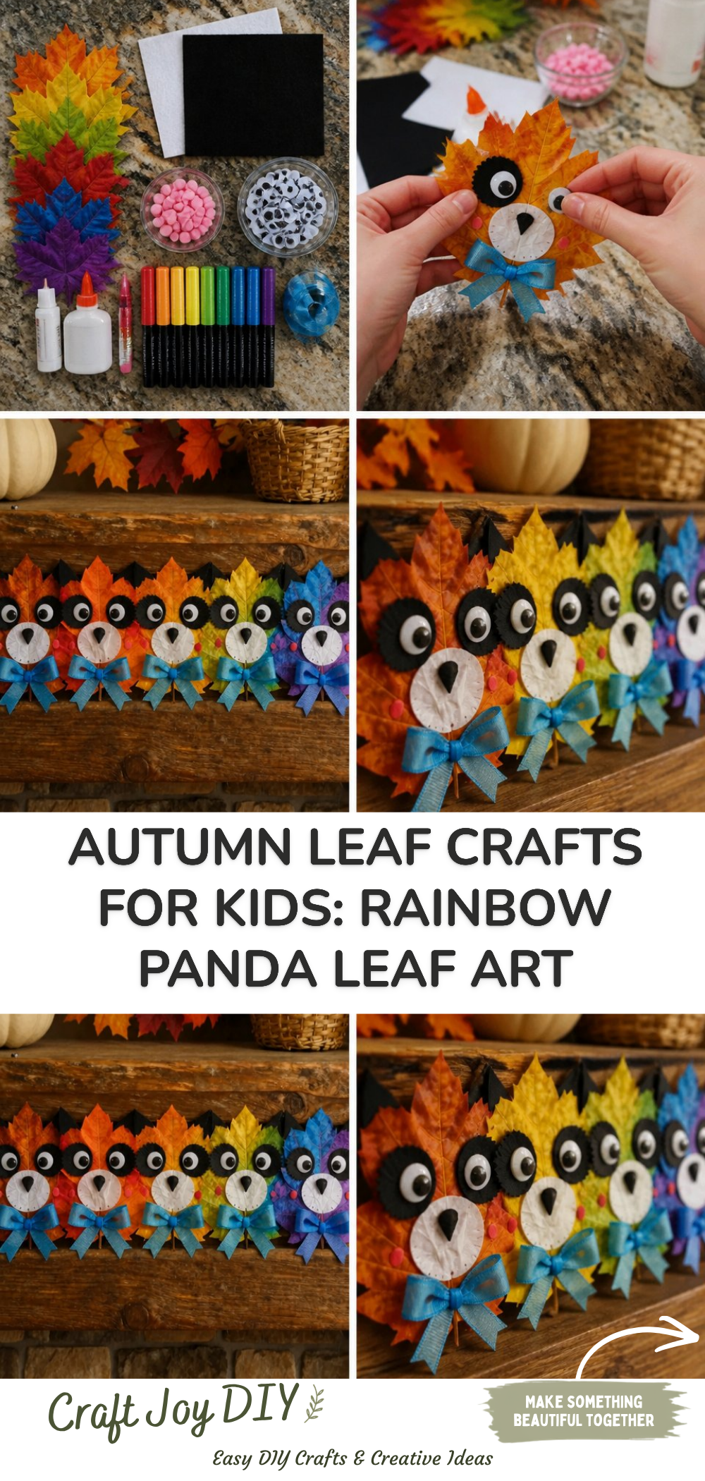 Autumn Leaf Crafts for Kids: Rainbow Panda Leaf Art