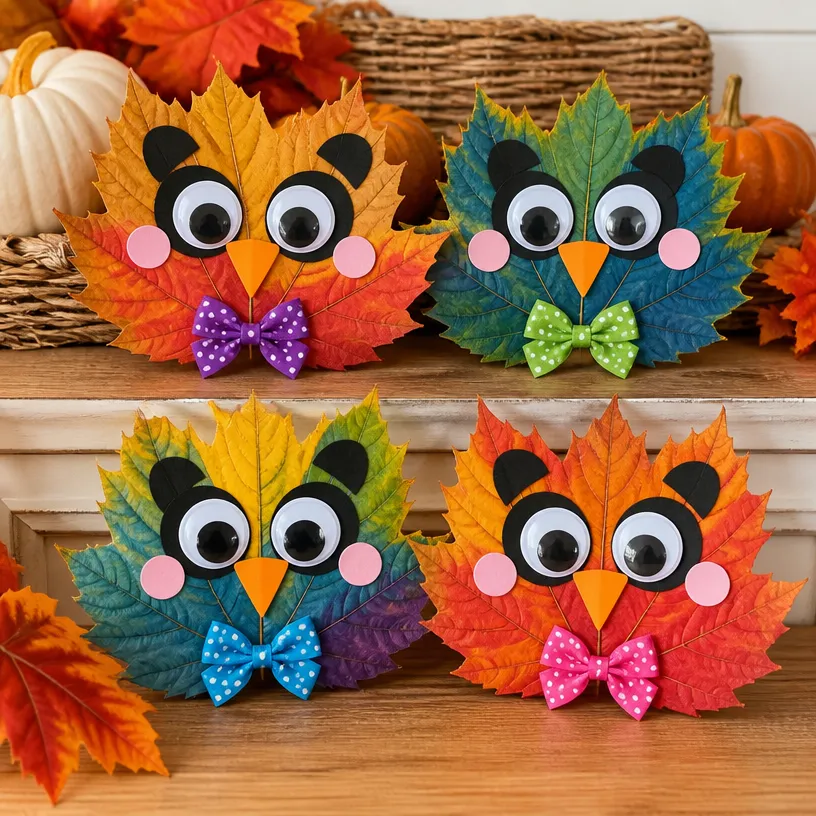 Rainbow Panda Autumn Leaf Crafts for Kids