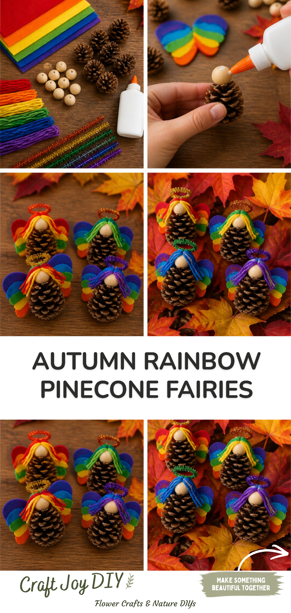 Autumn Rainbow Pinecone Fairies