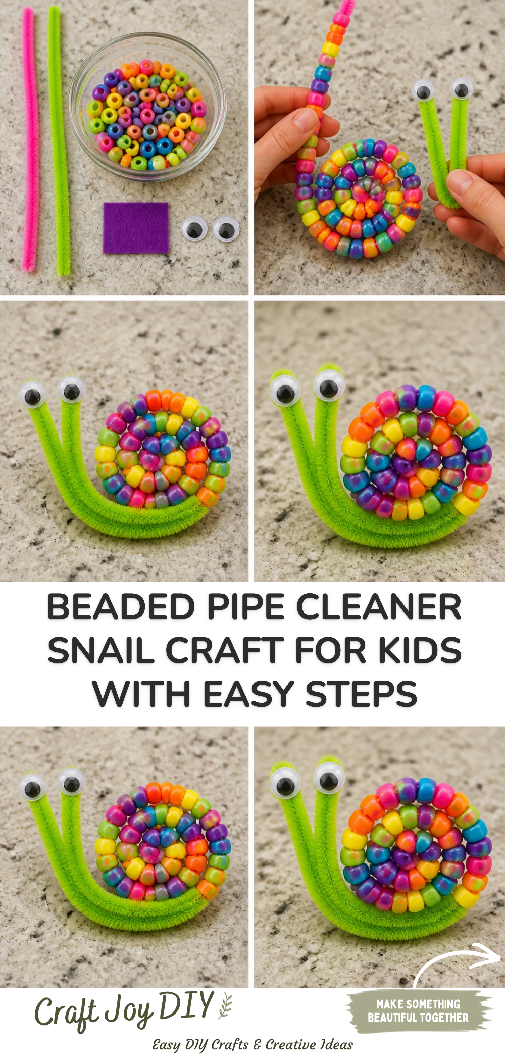 Beaded Pipe Cleaner Snail Craft for Kids With Easy Steps