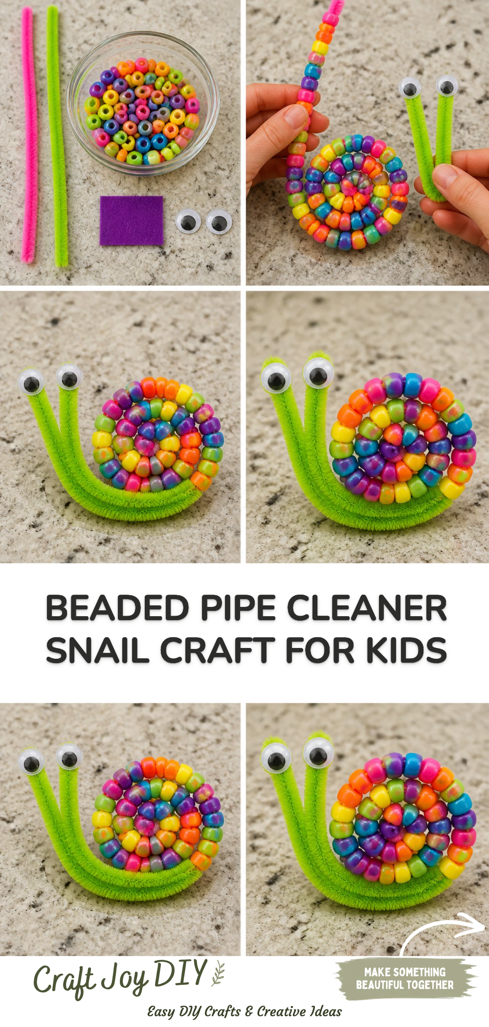 Beaded Pipe Cleaner Snail Craft for Kids