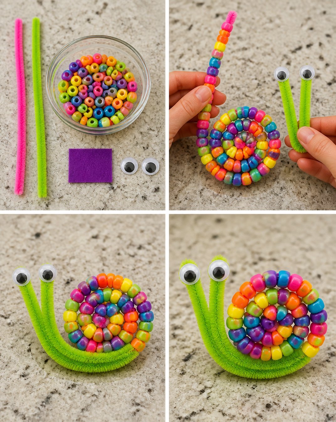 Beaded Pipe Cleaner Snail Craft