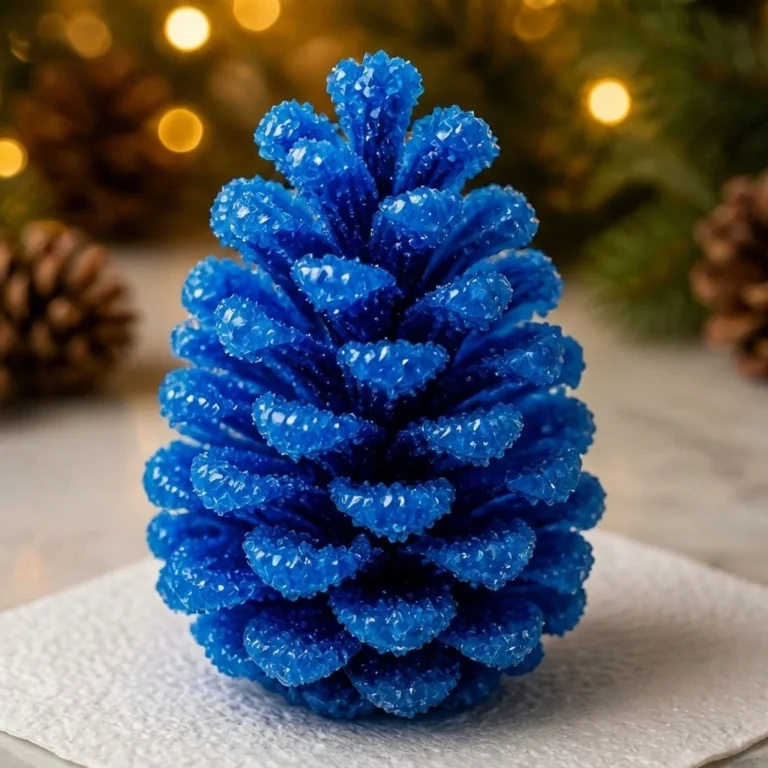 Blue crystal pinecone craft decoration for winter decor