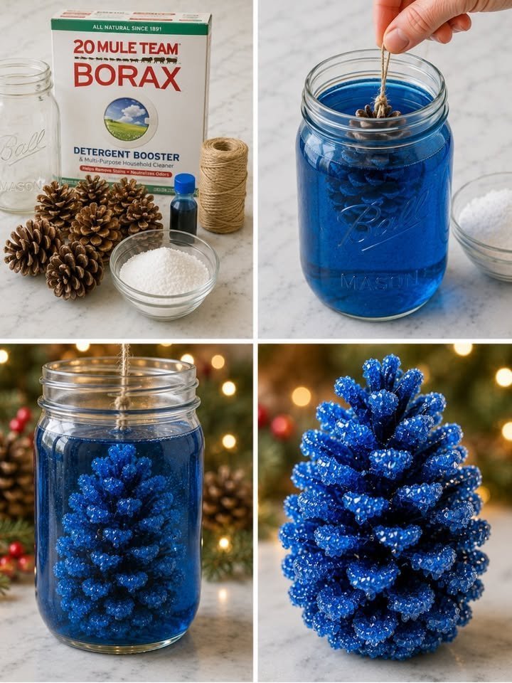 DIY Blue Crystal Pinecone Craft Tutorial