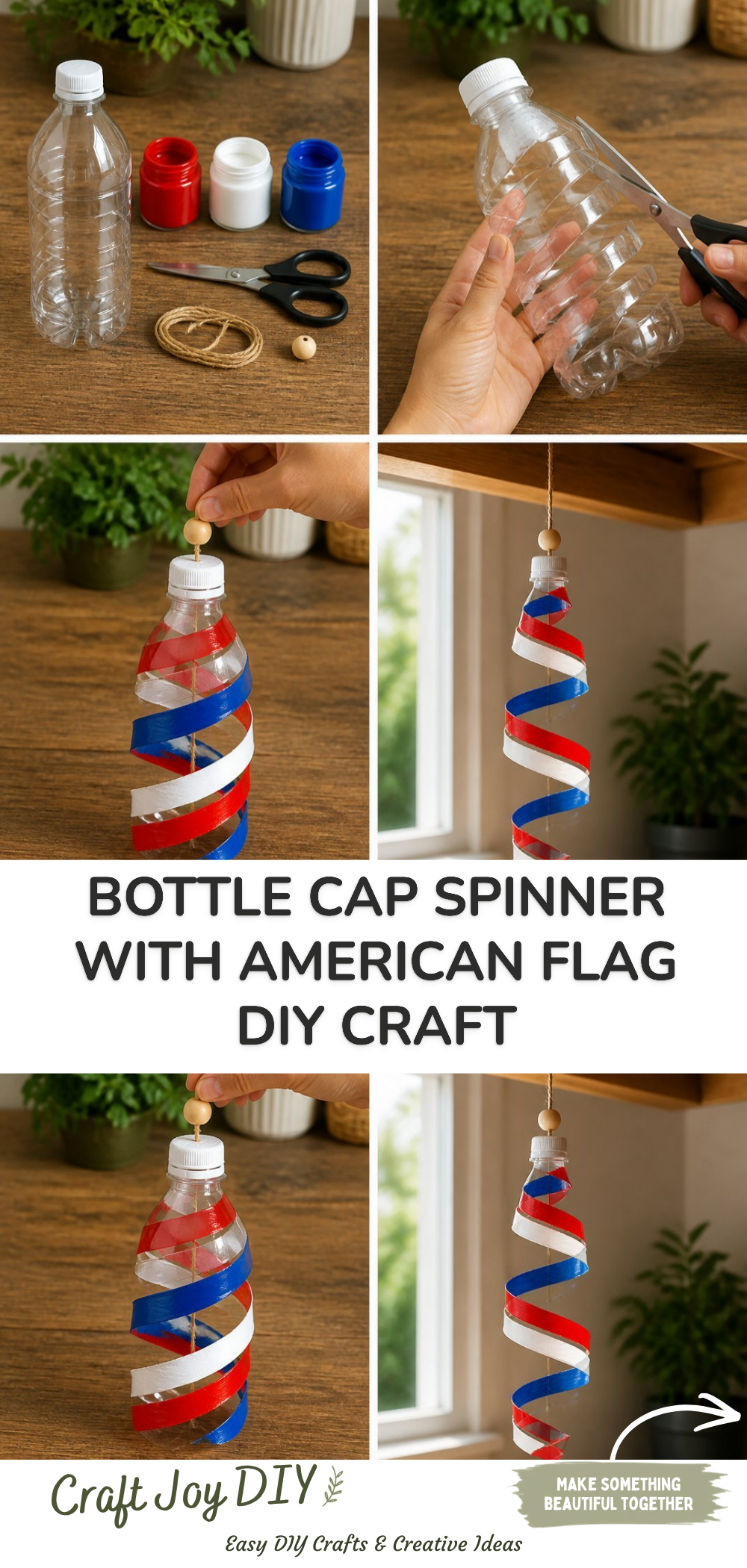 Bottle Cap Spinner With American Flag DIY Craft