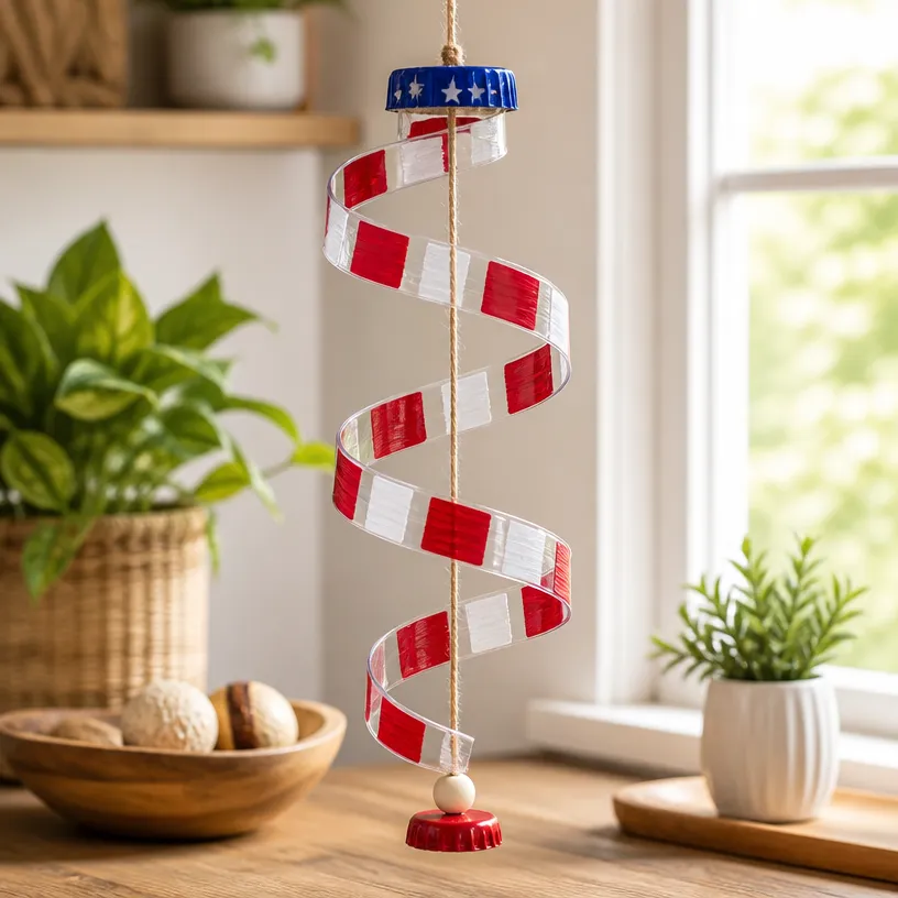 American Flag Bottle Cap Spinner DIY Craft