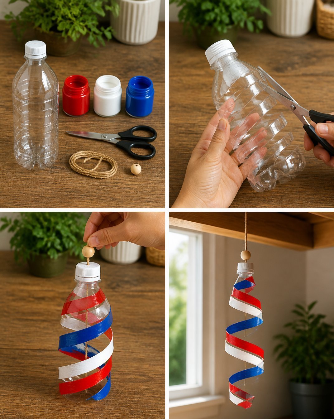 American Flag Bottle Cap Spinner DIY Craft