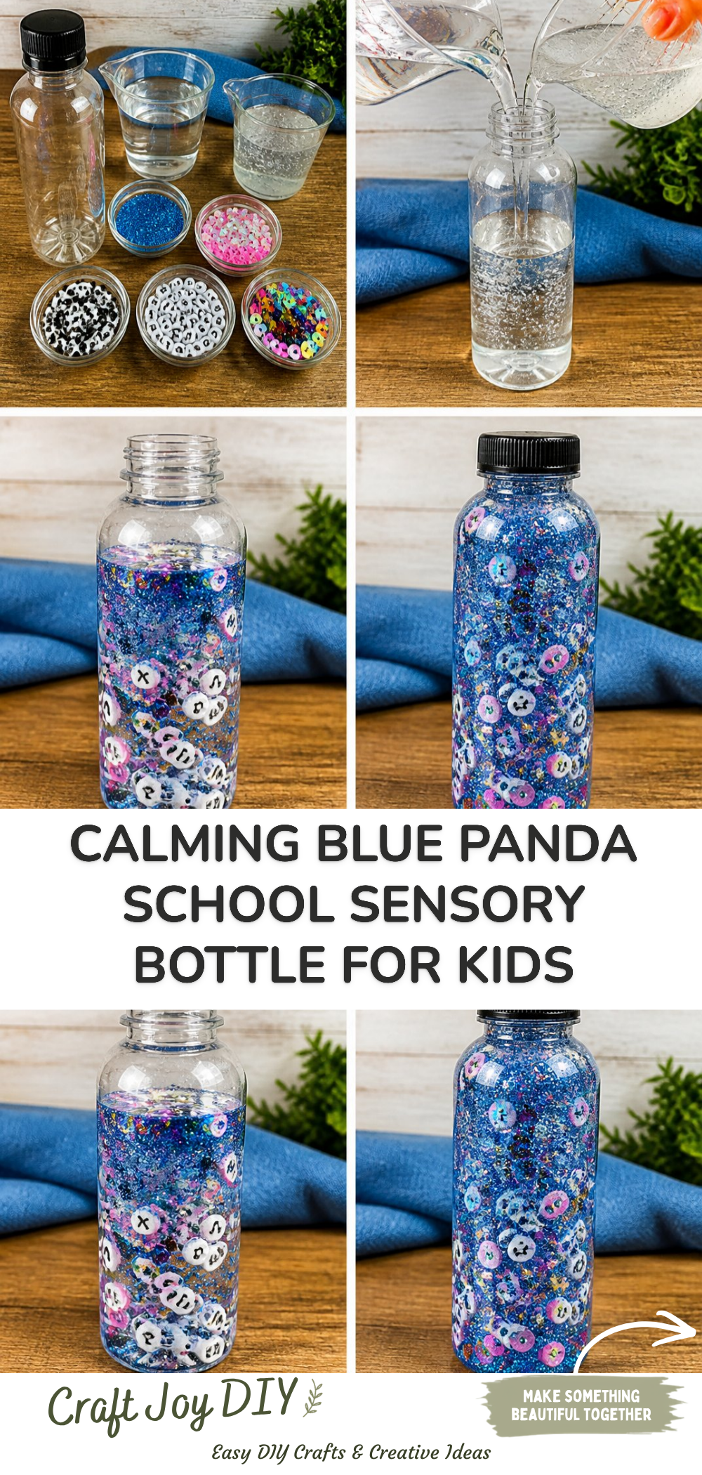 Calming Blue Panda School Sensory Bottle for Kids