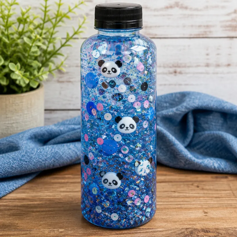 Calming Blue Panda School Sensory Bottle for Kids