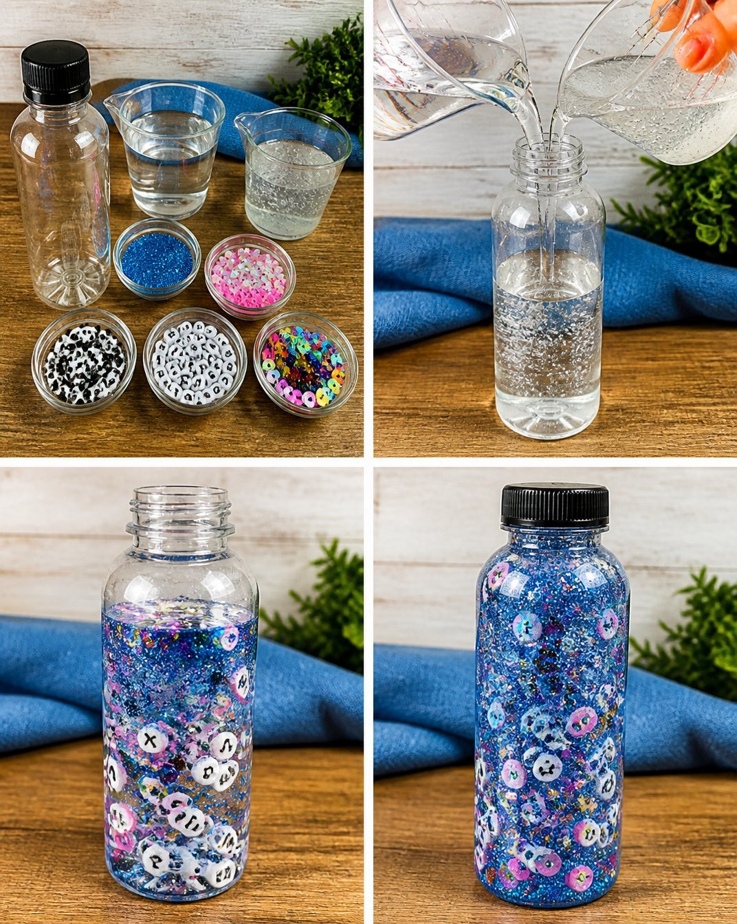 Calming Blue Panda School Sensory Bottle for Kids