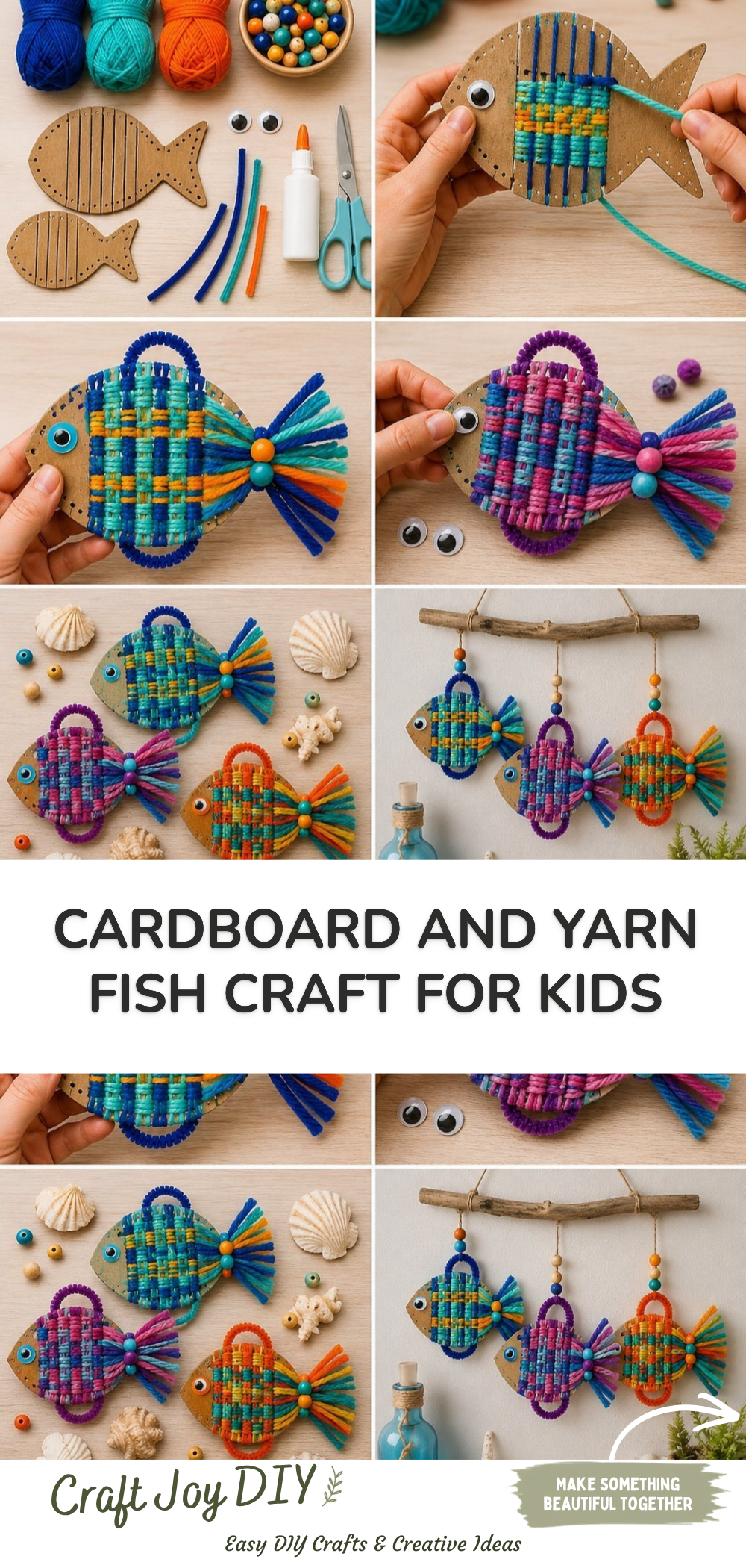 Cardboard and Yarn Fish Craft for Kids