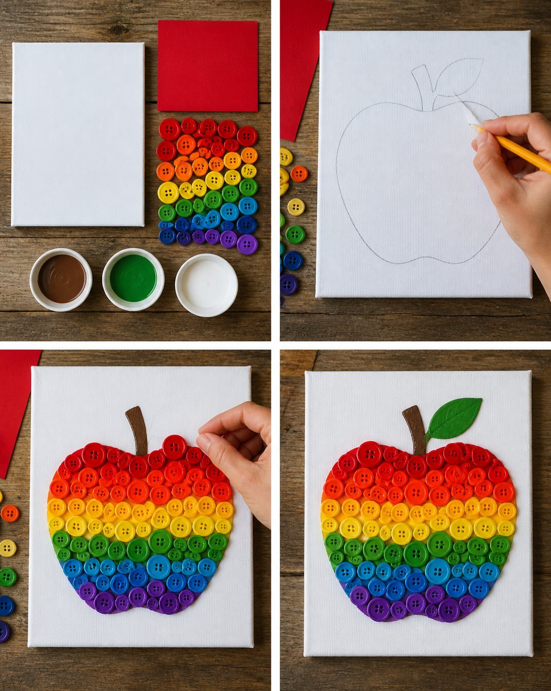 Colorful Button Mosaic with Apple-Inspired Rainbow Design