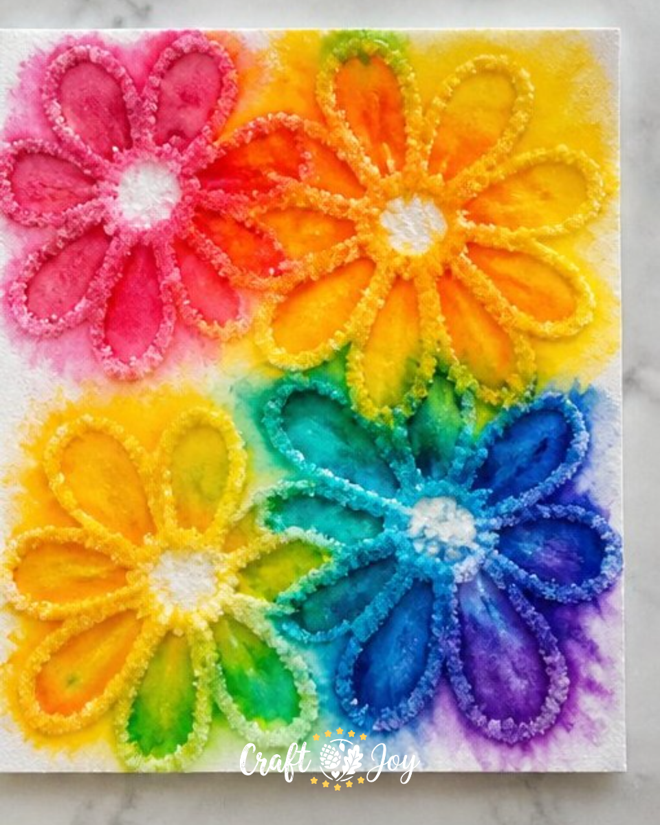 Colorful Rainbow Salt Blossom on Canvas
