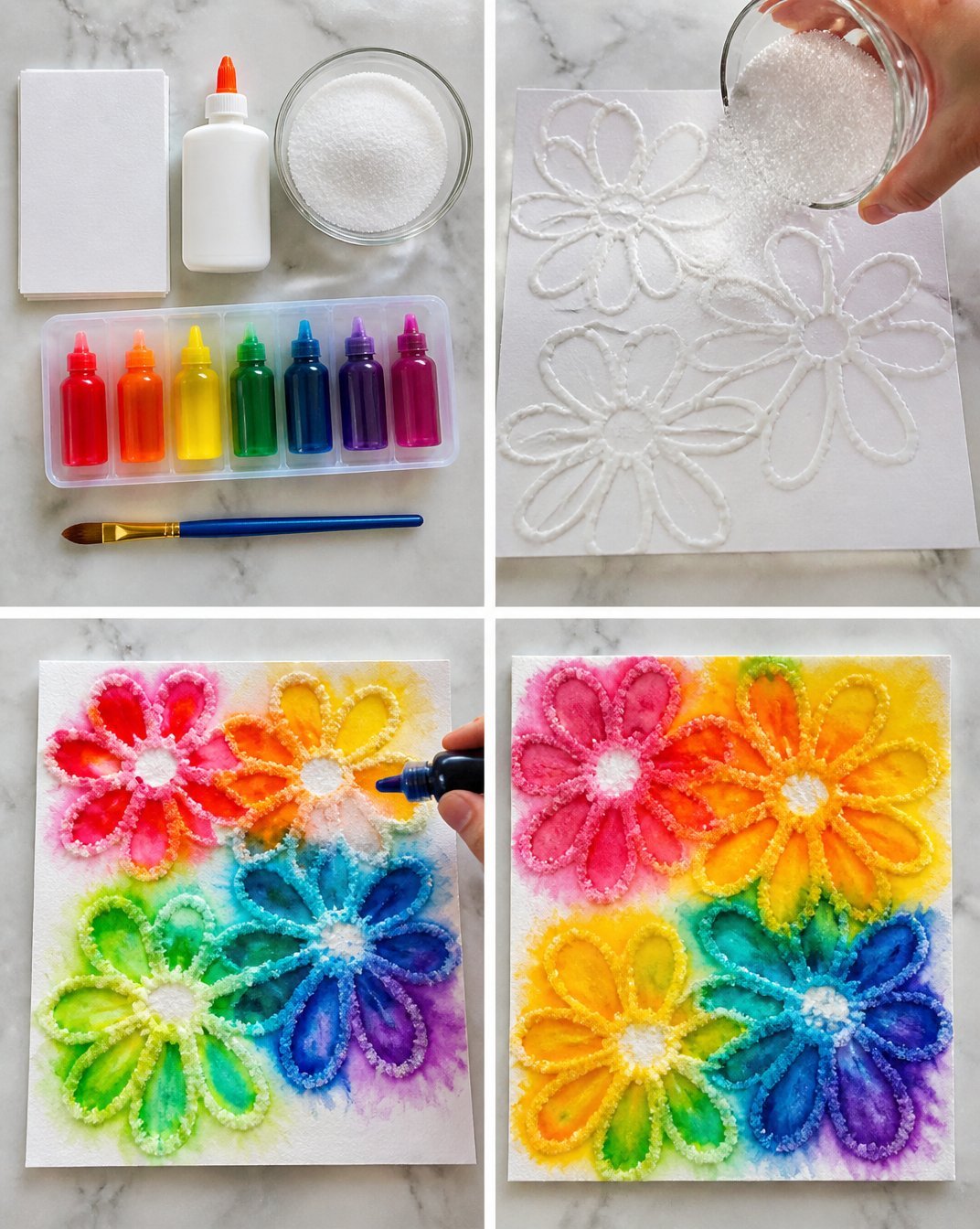 Colorful Rainbow Salt Blossom on Canvas
