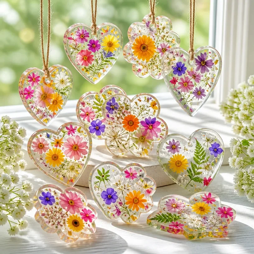 Colorful cornstarch suncatchers displayed as cheerful window art for kids