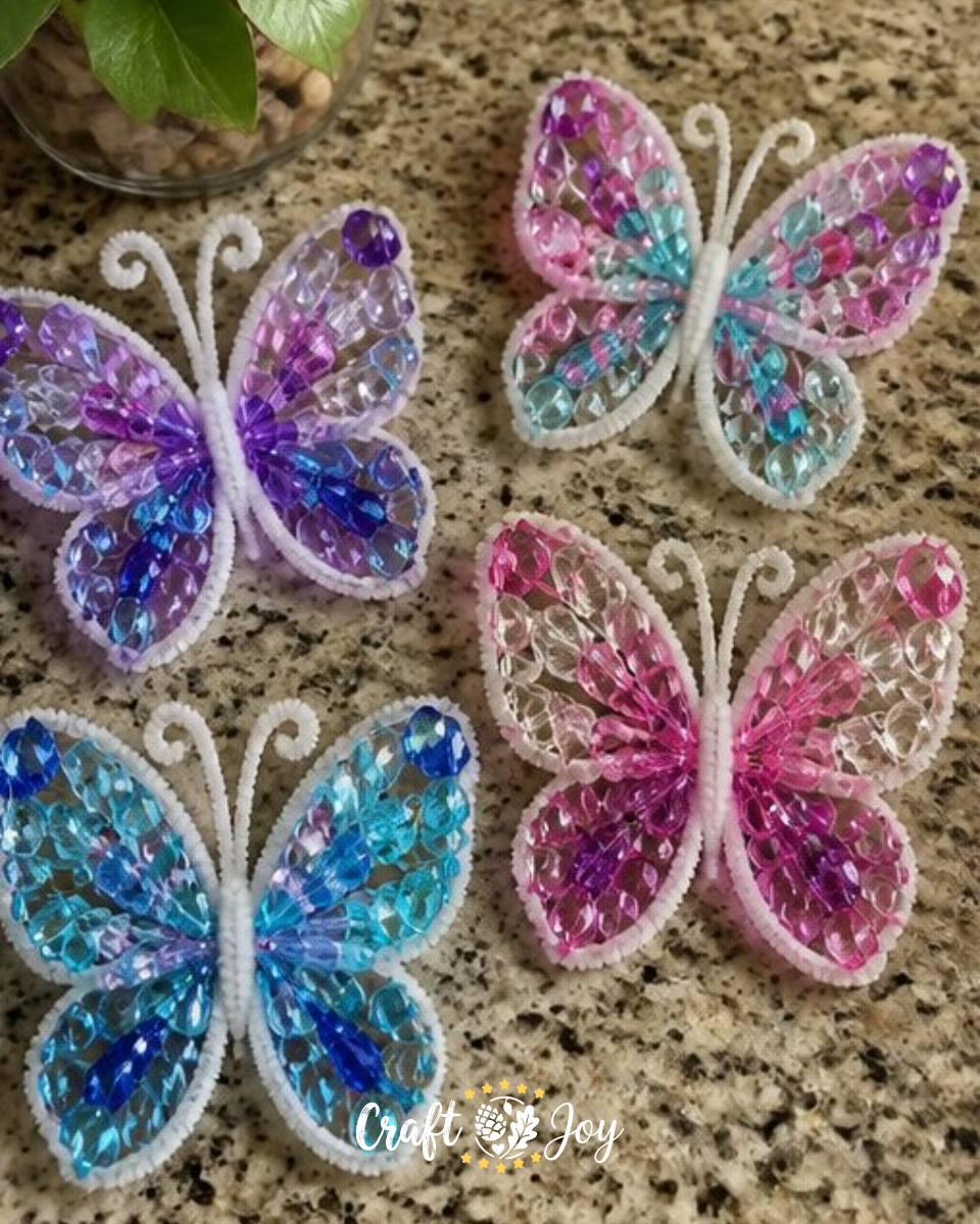 Crystal-Inspired Gem-Patterned Butterfly Wings Ornament