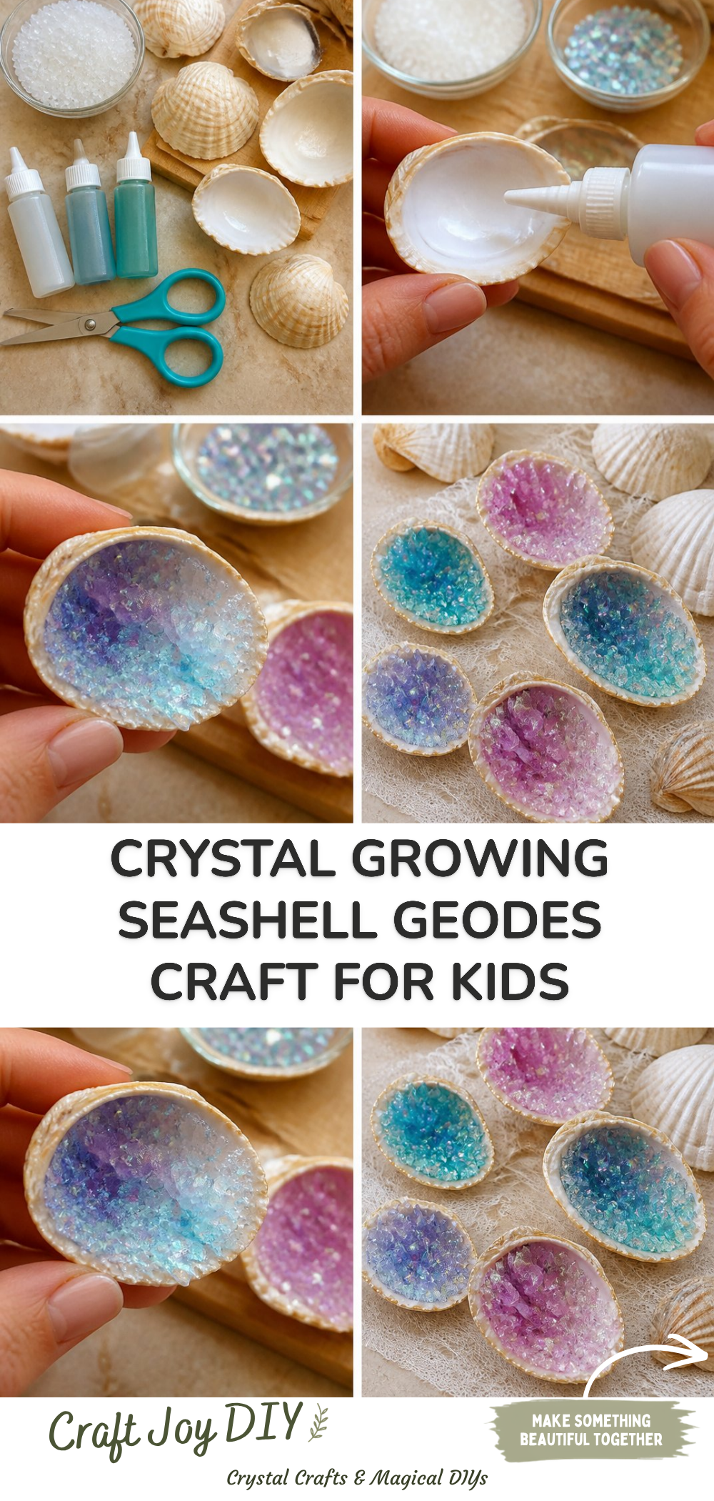 Crystal Growing Seashell Geodes Craft for Kids