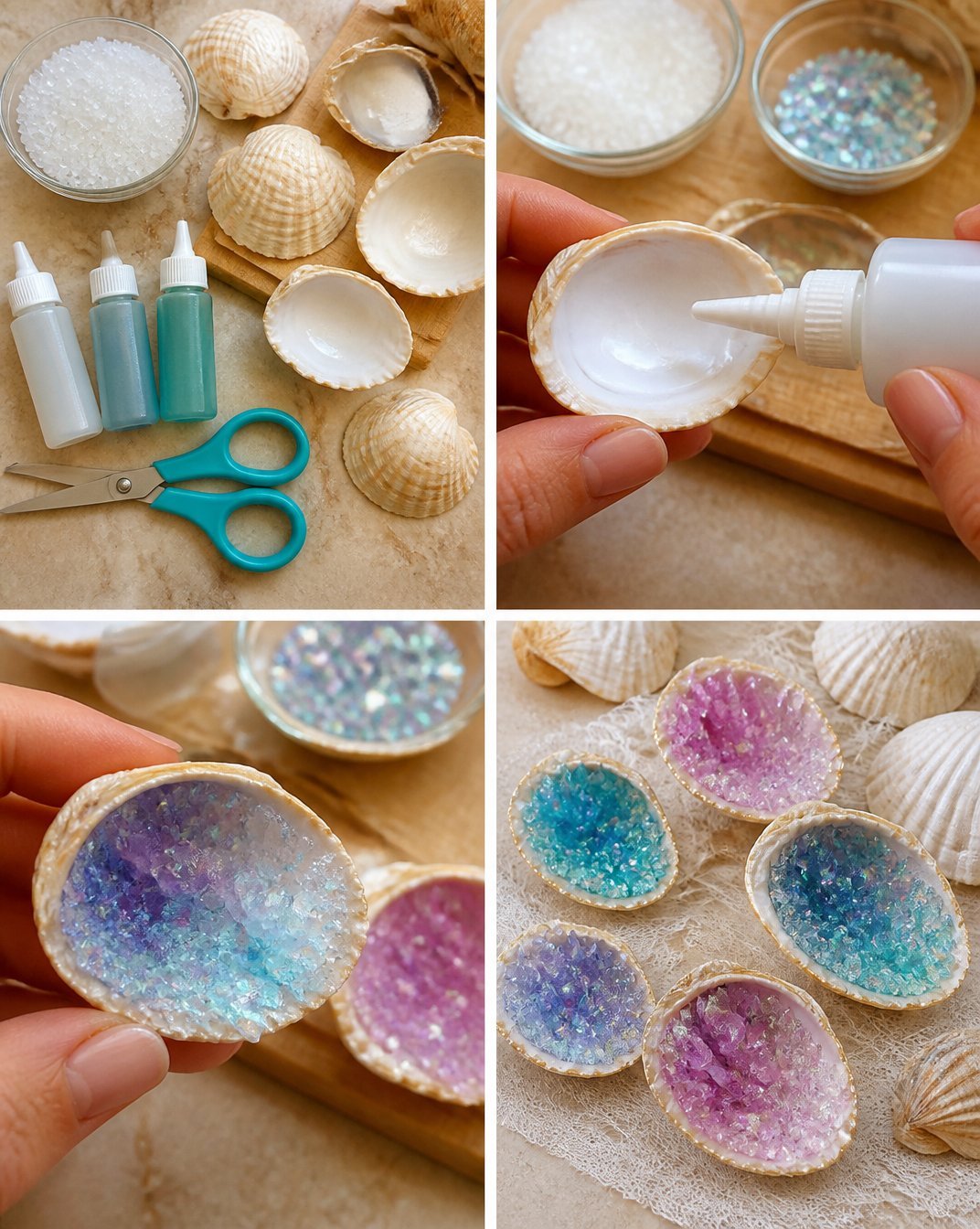 Crystal Growing Seashell Geodes