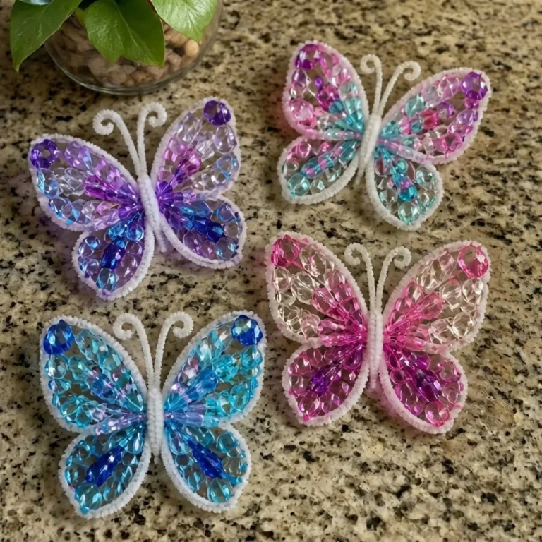 Crystal-inspired gem-patterned butterfly wings ornament showcasing intricate design.