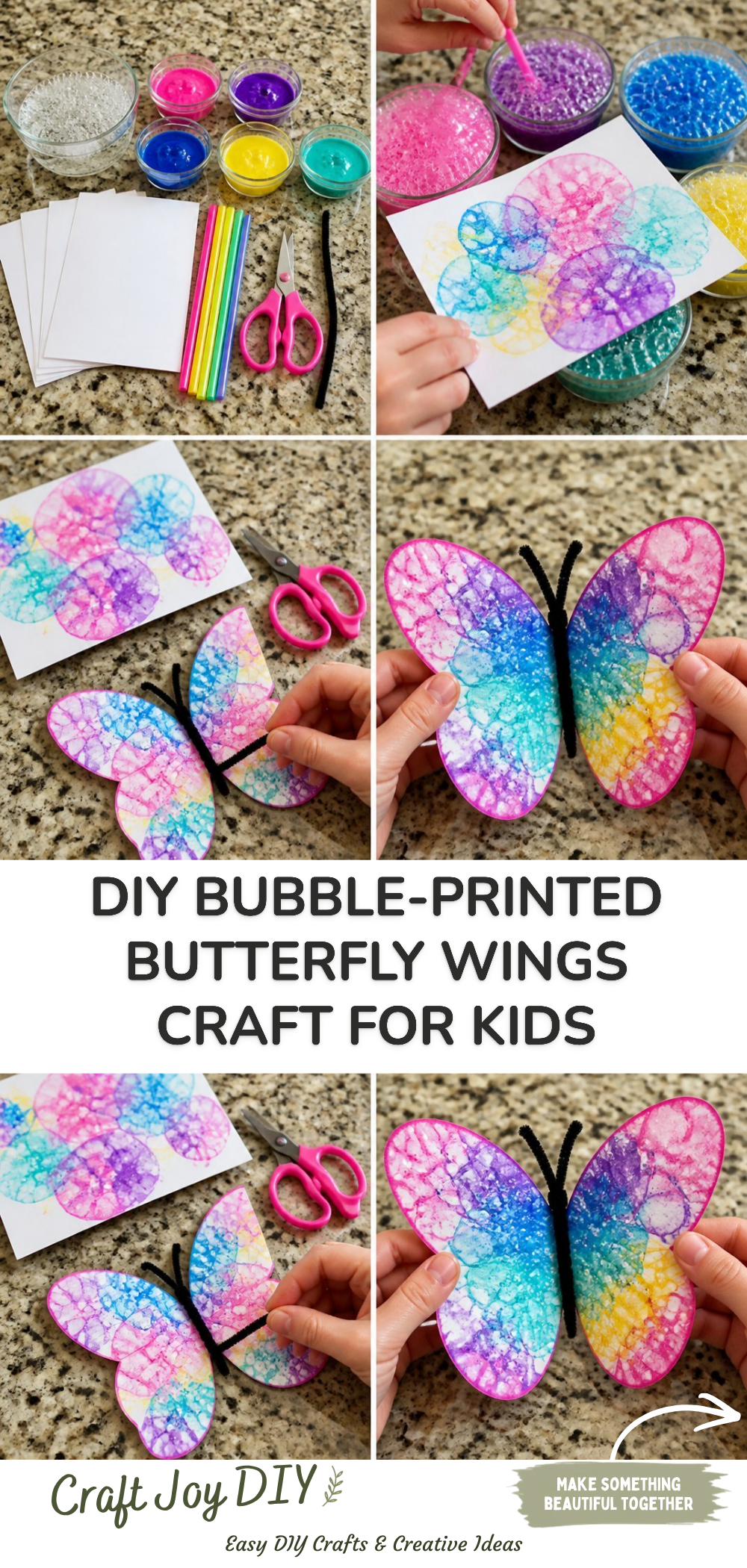 DIY Bubble-Printed Butterfly Wings Craft for Kids