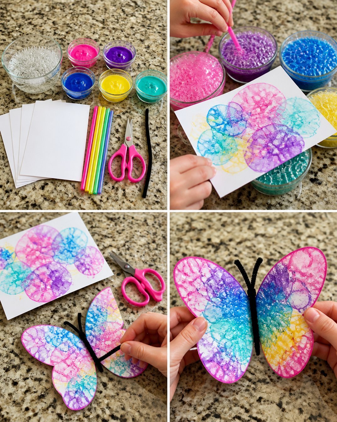 DIY Bubble-Printed Butterfly Wings Craft for Kids
