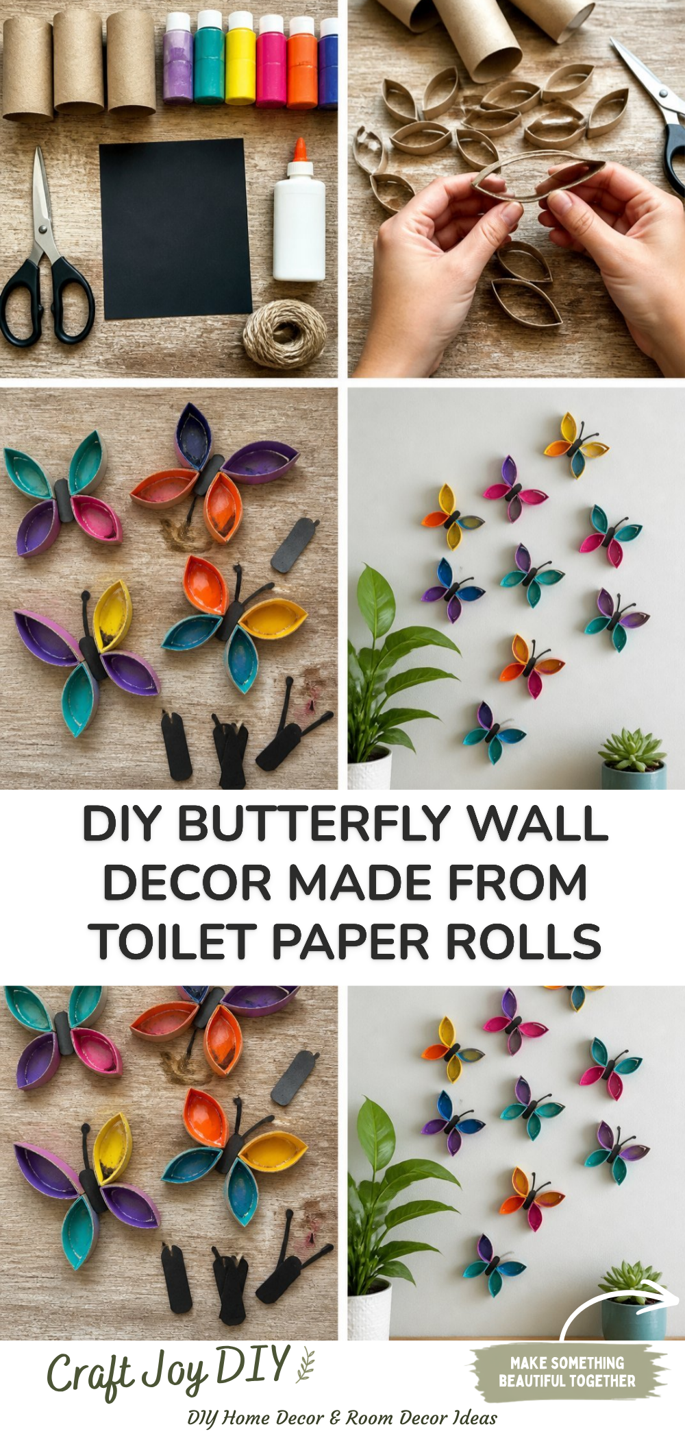 DIY Butterfly Wall Decor Made from Toilet Paper Rolls