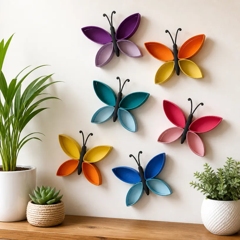 DIY Butterfly Wall Decor Made from Toilet Paper Rolls