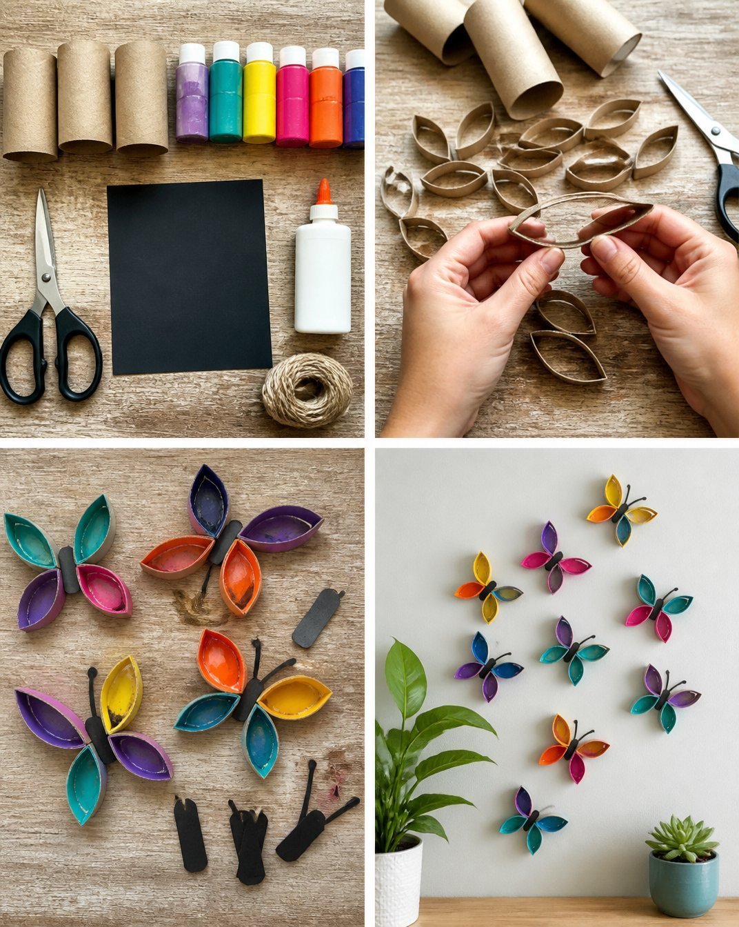 DIY Butterfly Wall Decor Made from Toilet Paper Rolls