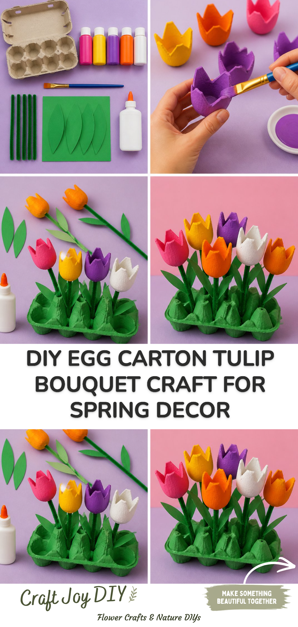 DIY Egg Carton Tulip Bouquet Craft for Spring Decor