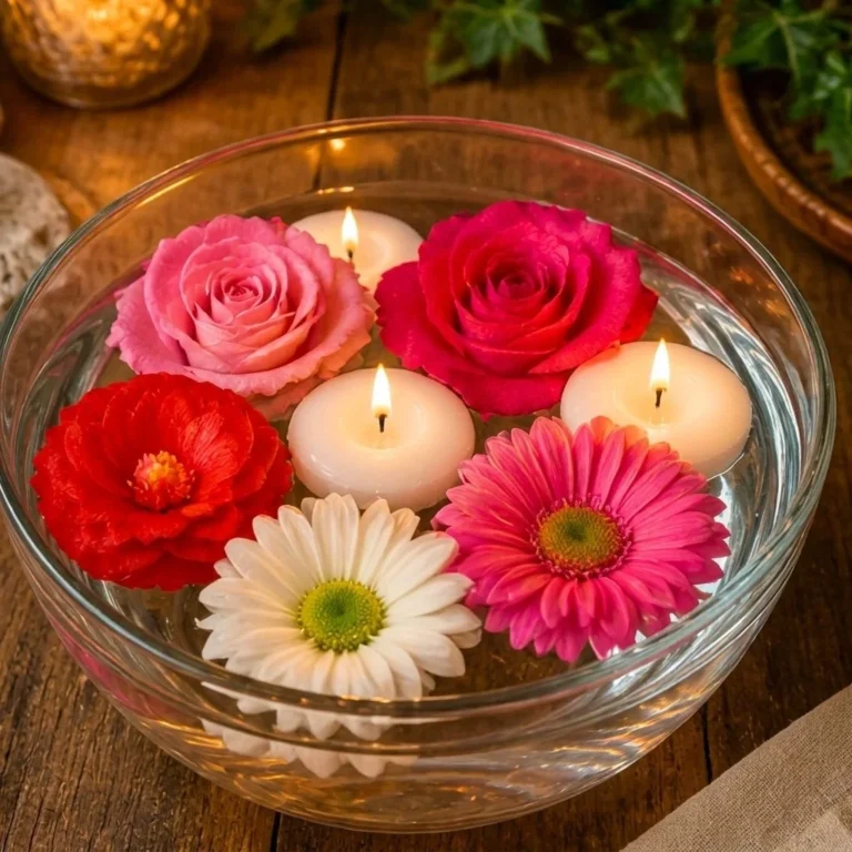 DIY floating flower bowl centerpiece for seasonal decoration
