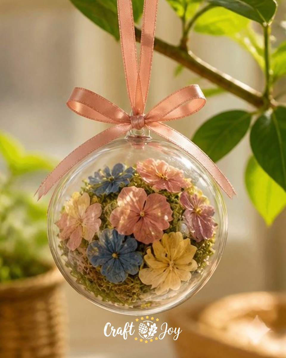 DIY Hanging Flower Globe Ornament for Spring Decor