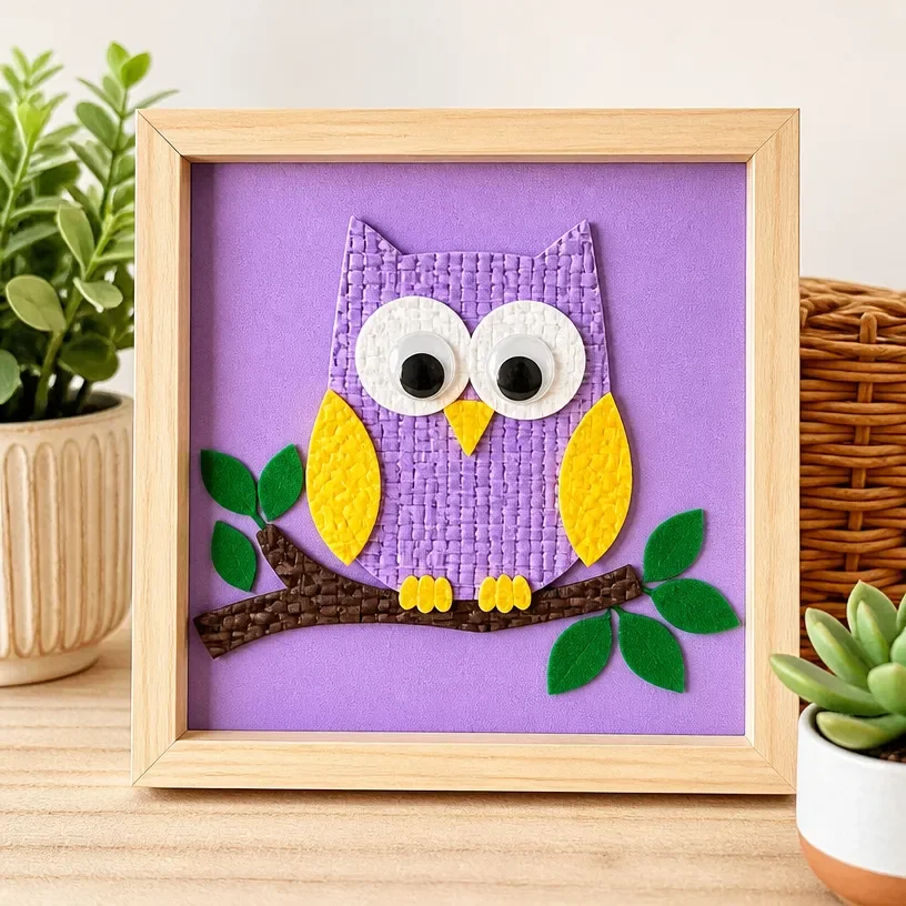 Handmade DIY owl wall art for creative home decor