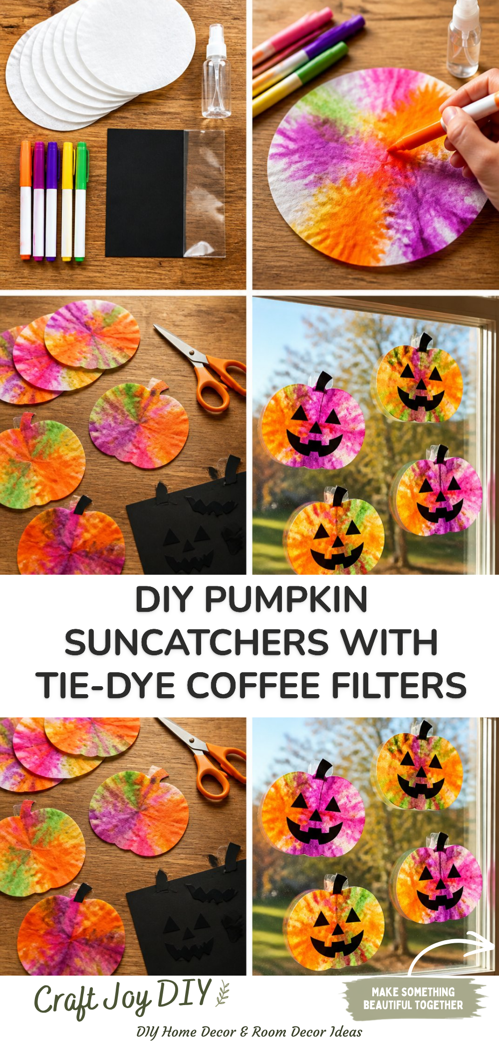 DIY Pumpkin Suncatchers With Tie-Dye Coffee Filters