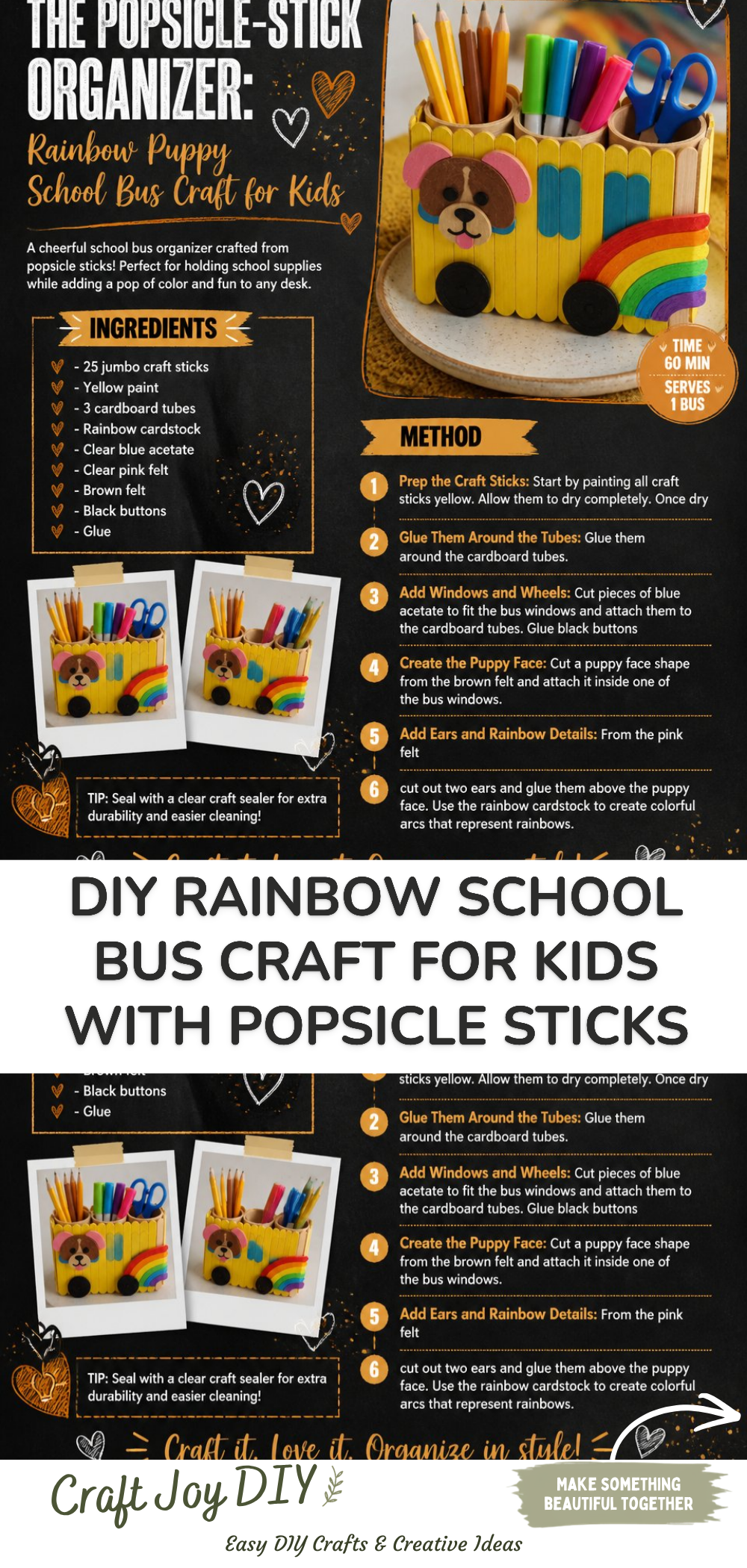 DIY Rainbow School Bus Craft for Kids with Popsicle Sticks