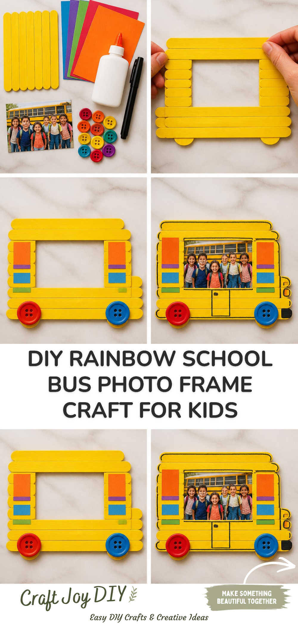 DIY Rainbow School Bus Photo Frame Craft for Kids