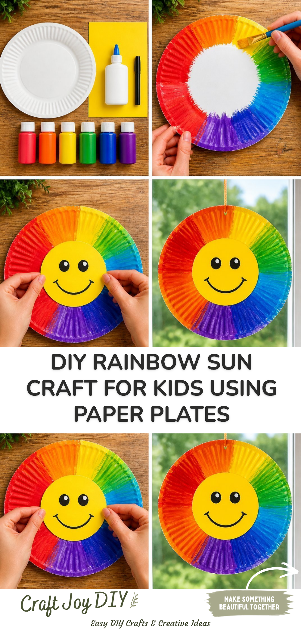 DIY Rainbow Sun Craft for Kids Using Paper Plates