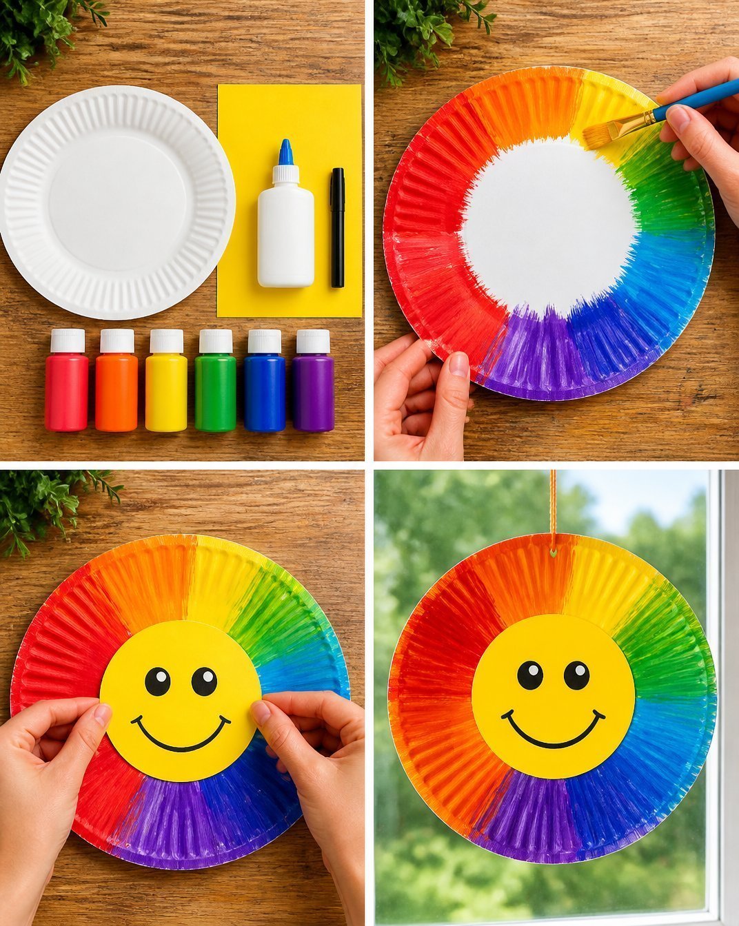 DIY Rainbow Sun Craft for Kids Using Paper Plates