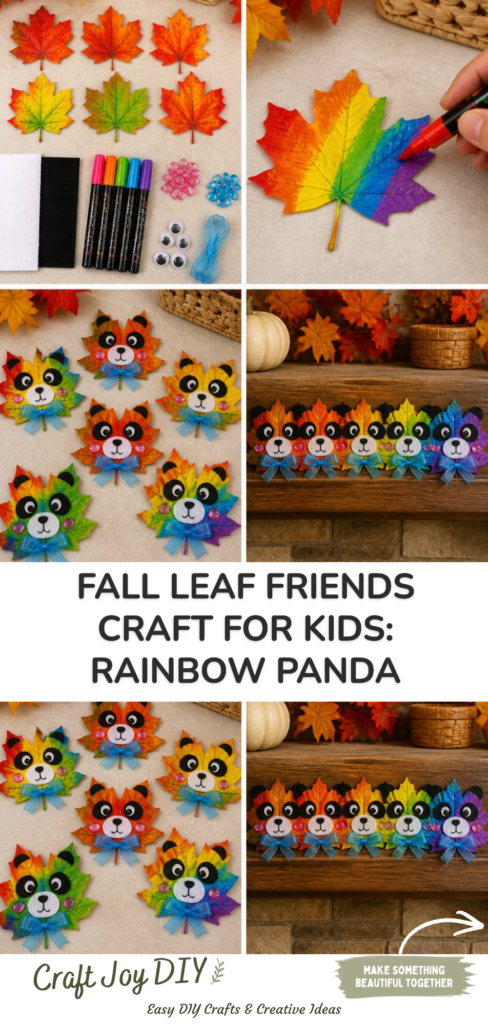 Fall Leaf Friends Craft for Kids: Rainbow Panda