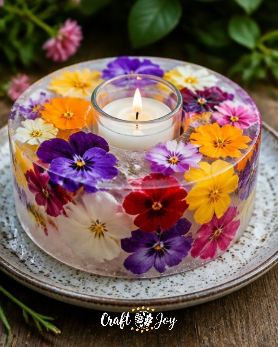 Floral Ice Candle Centerpiece DIY for Winter Decor