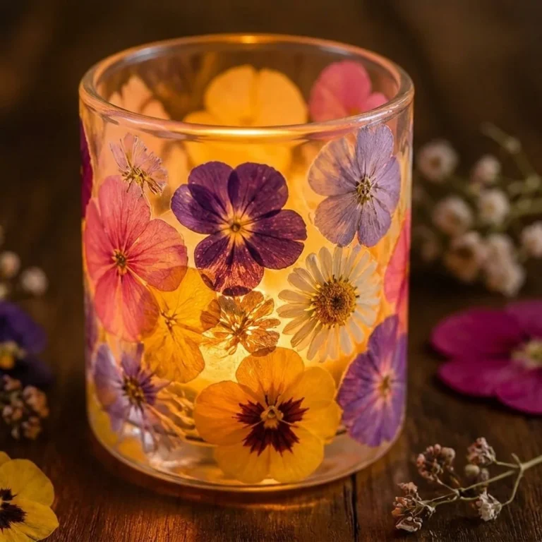 DIY flower petal candle holder decoration for home decor