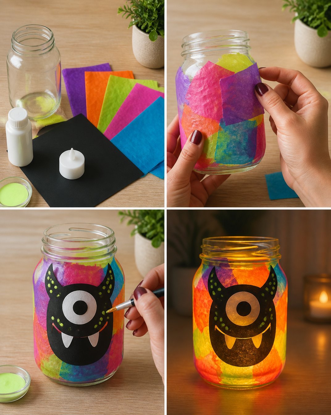 Glow-in-the-Dark Rainbow Monster Lantern