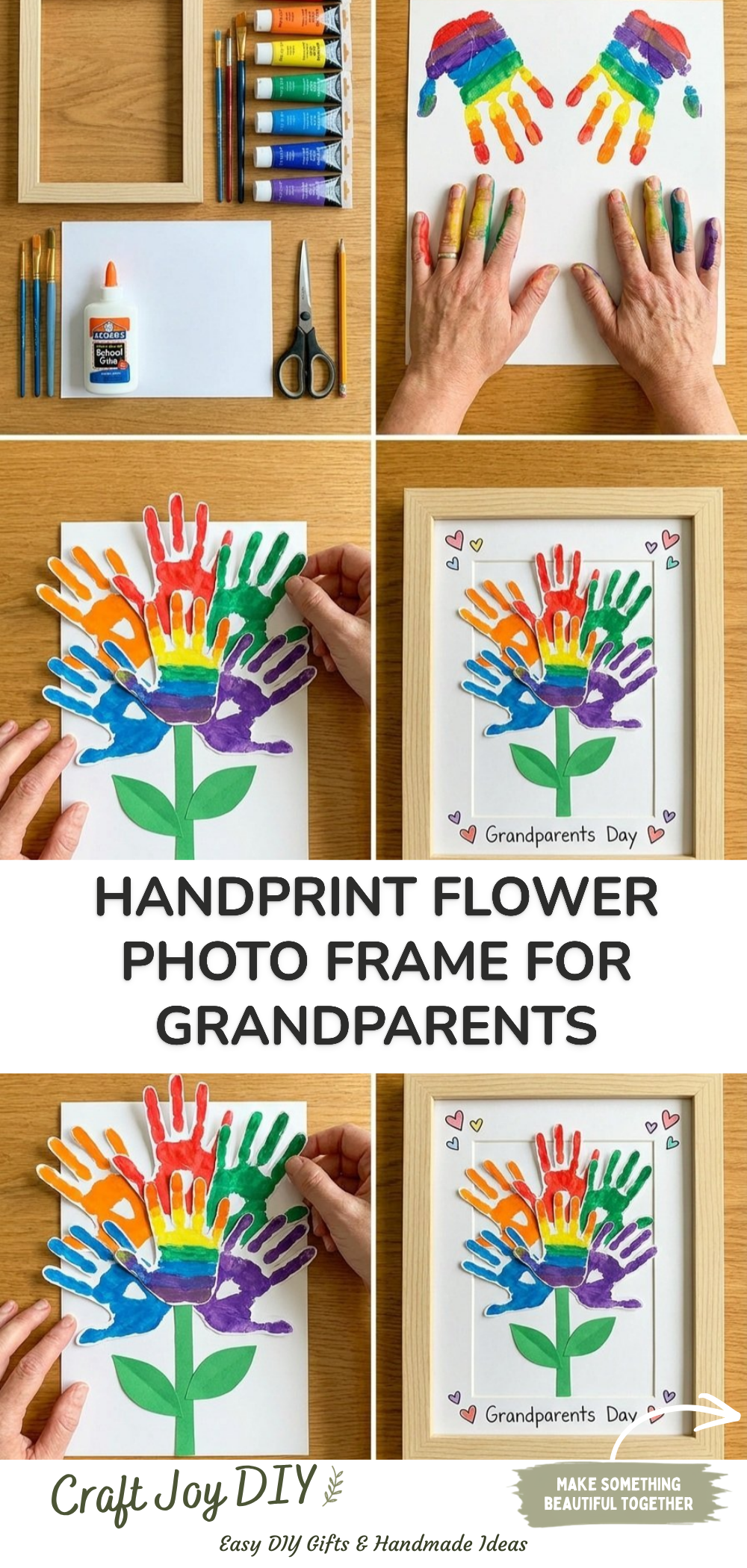 Handprint Flower Photo Frame for Grandparents