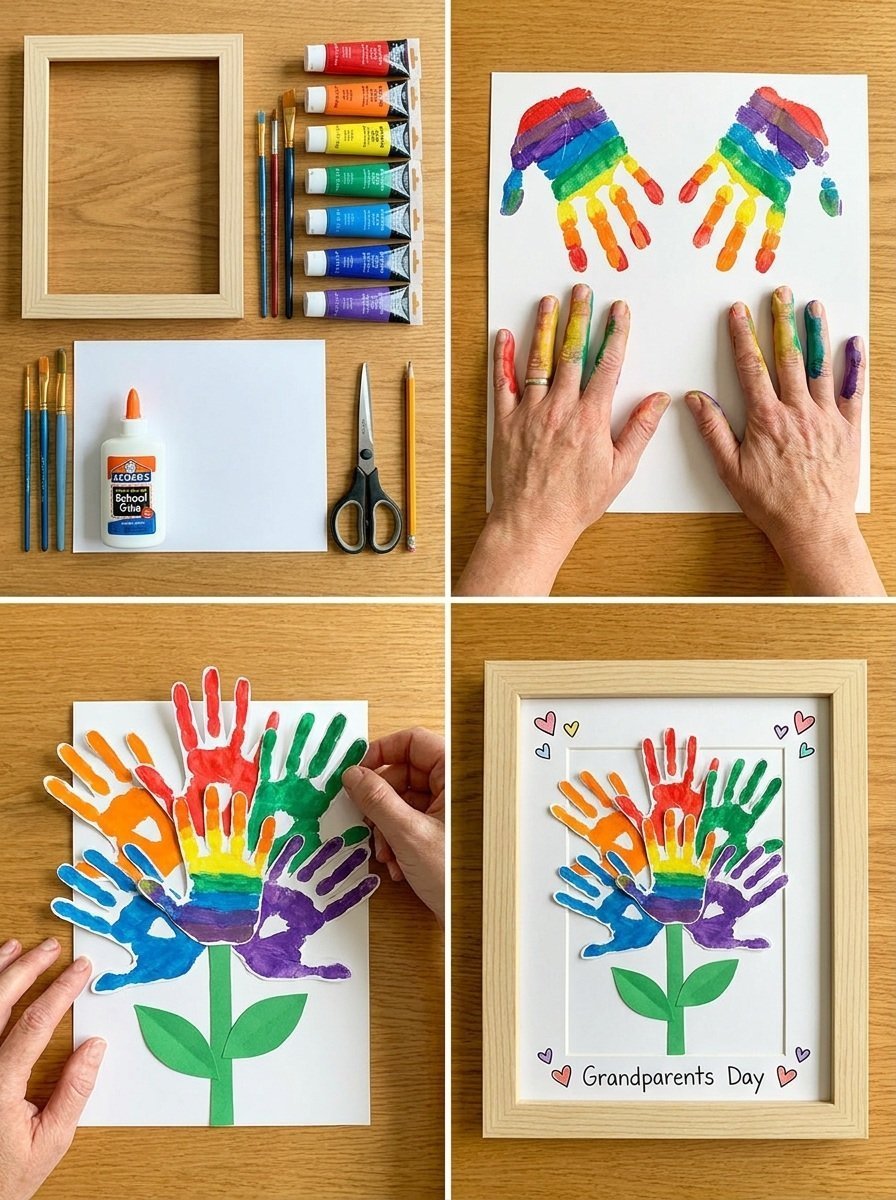 Handprint Flower Photo Frame for Grandparents