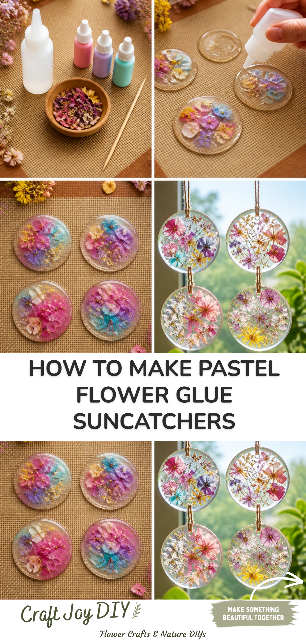 How to Make Pastel Flower Glue Suncatchers