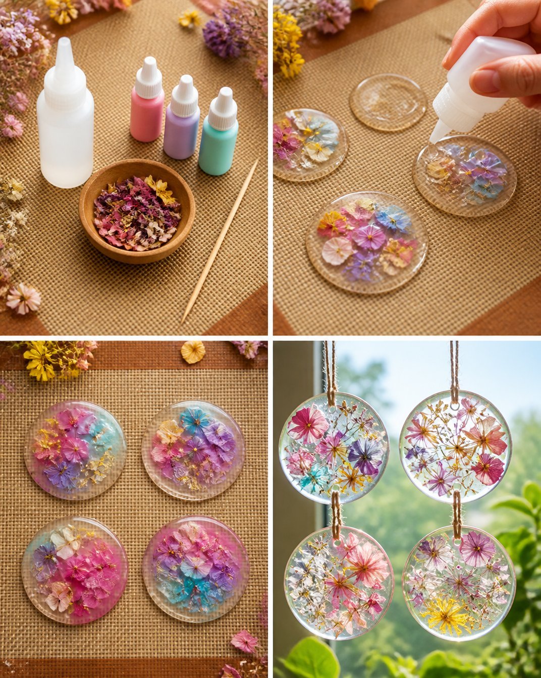 How to Make Pastel Flower Glue Suncatchers