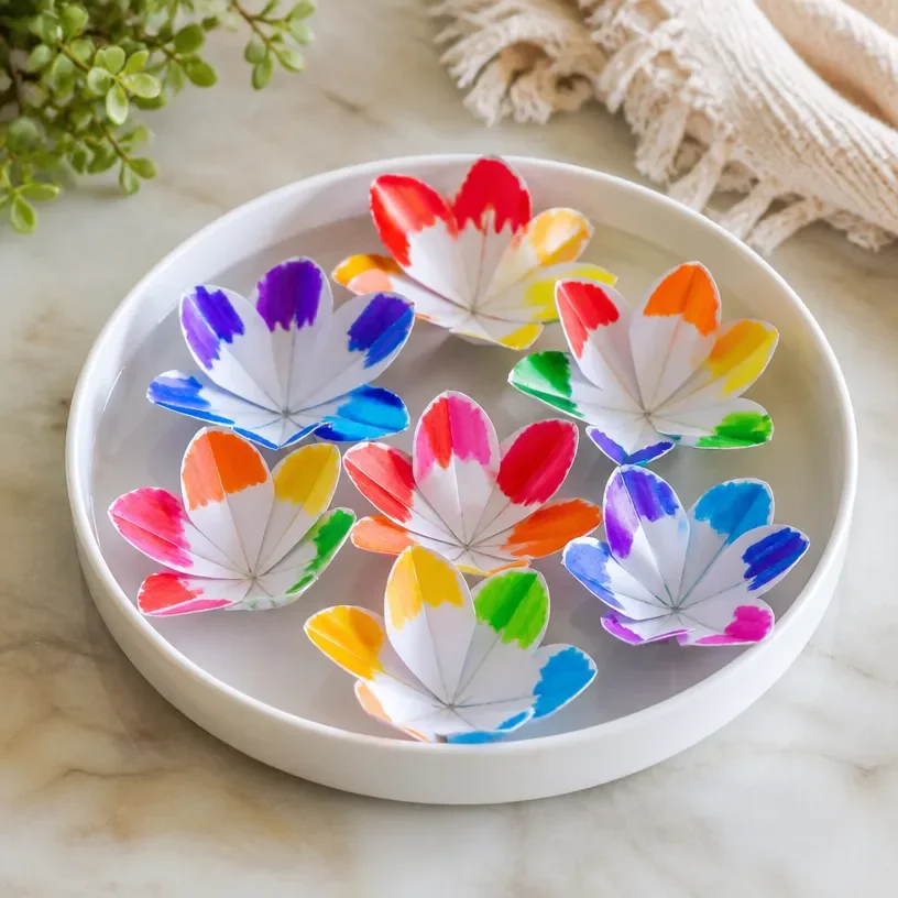 Enchanting Rainbow Flower Garden with vibrant blooms in magical colors.