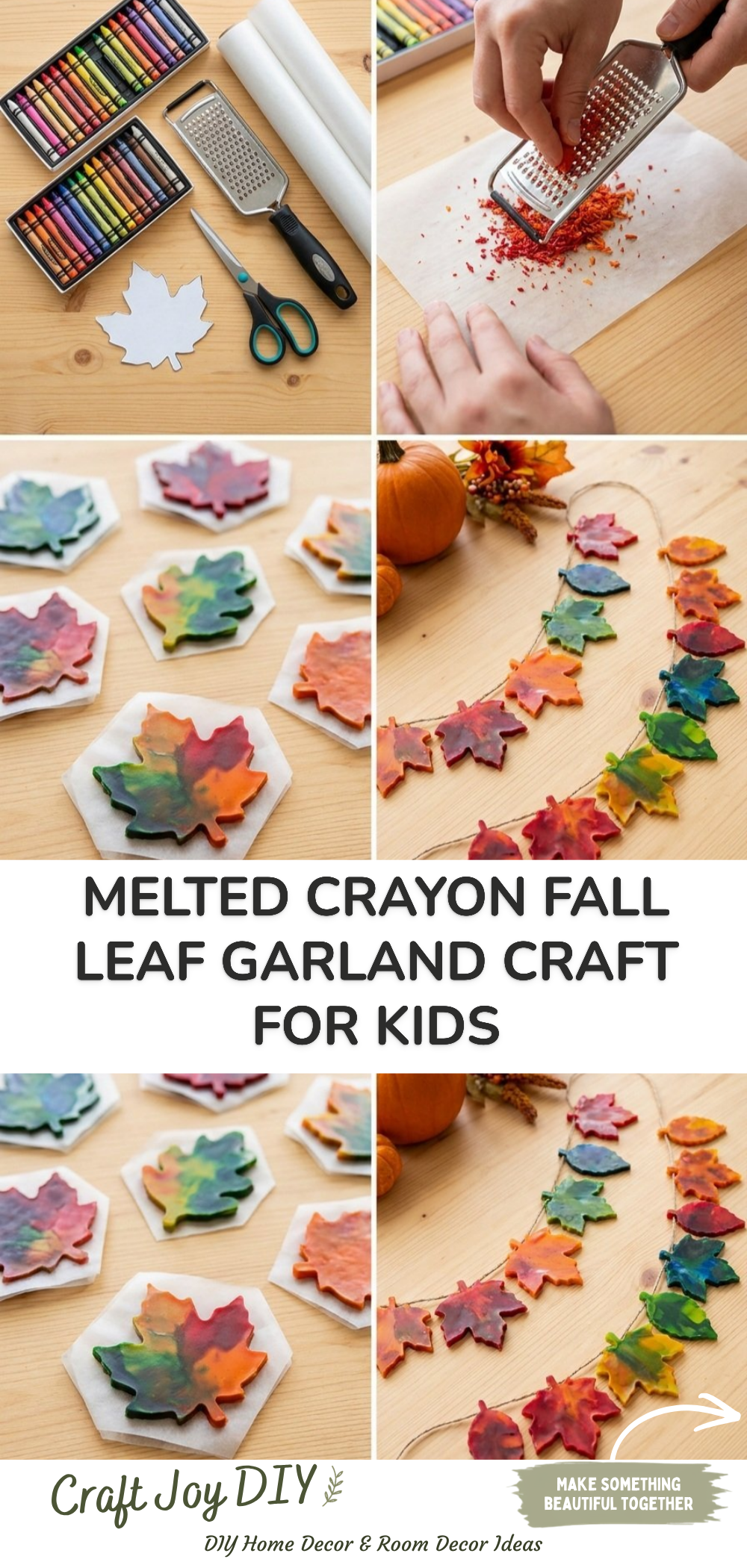 Melted Crayon Fall Leaf Garland Craft for Kids