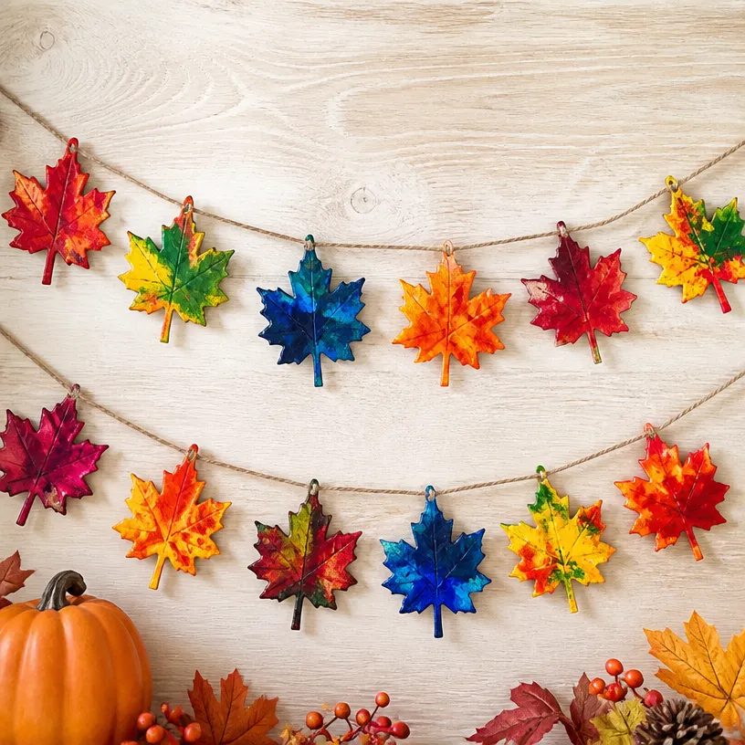 Melted Crayon Fall Leaf Garland