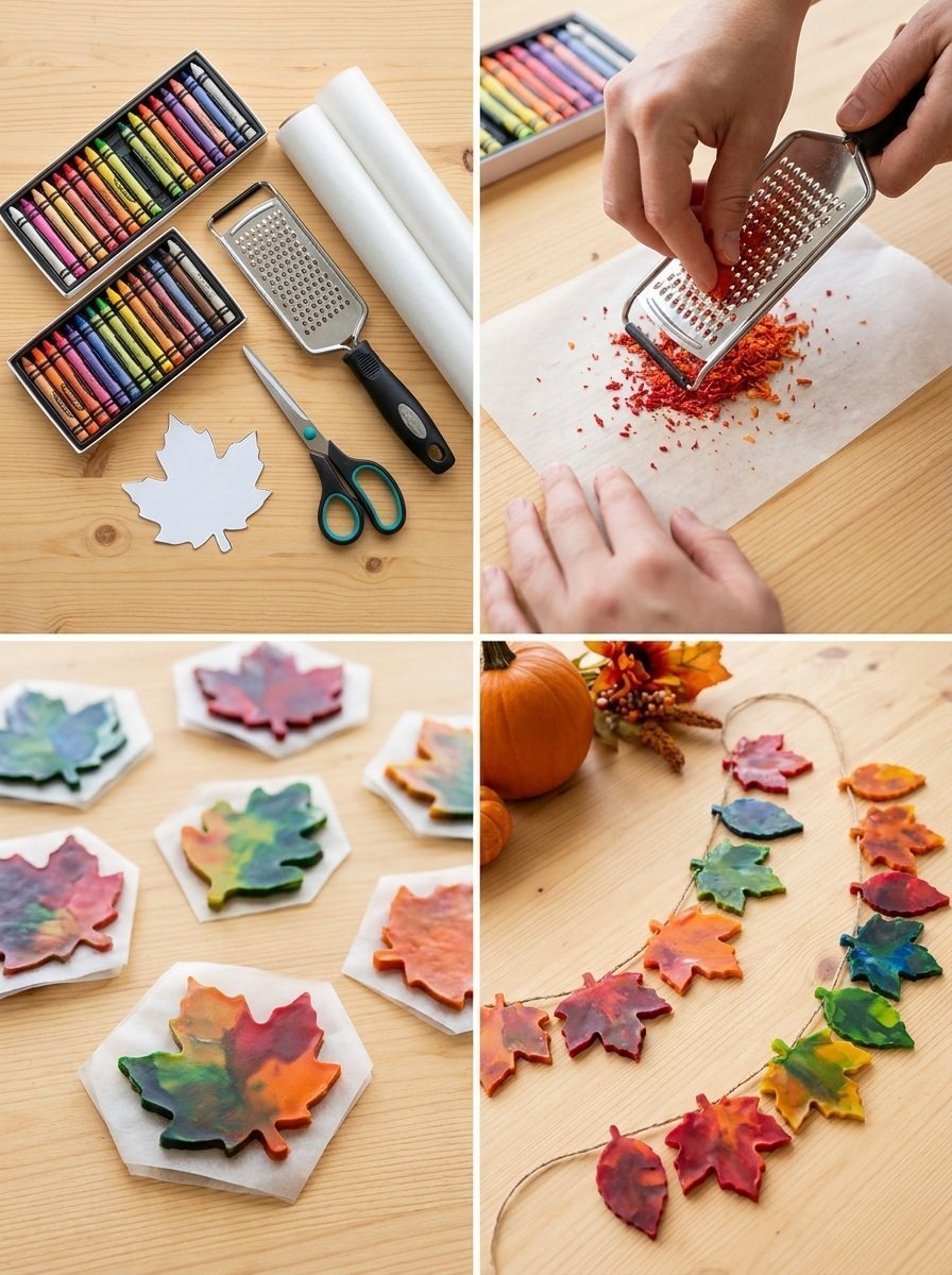 Melted Crayon Fall Leaf Garland