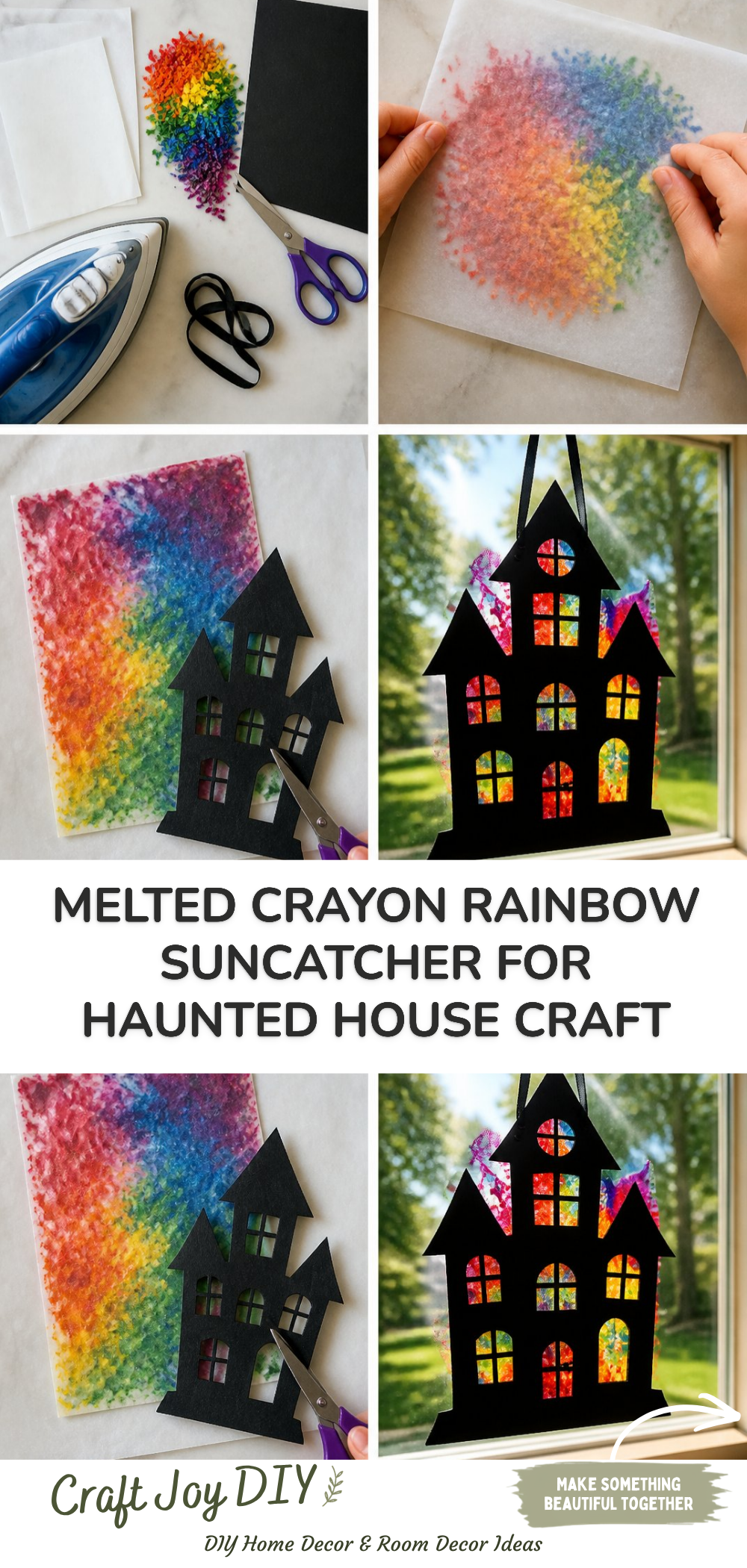 Melted Crayon Rainbow Suncatcher for Haunted House Craft